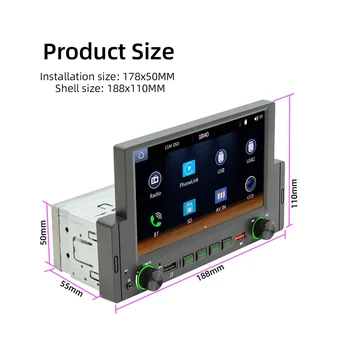 1 דין אוניברסלי לרכב רדיו 6.2 אינץ MP5 נגן מולטימדיה Autostereo אנדרואיד Carplay MirrorLink Bluetooth עם מצלמת F170C
