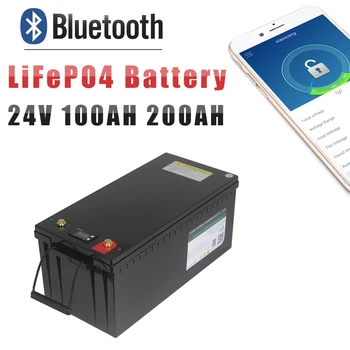 24V 25.6 V 100AH 200AH סוללת LiFePO4 Bluetooth BMS סולאריות RV החלפת רוב כוח גיבוי הביתה אחסון אנרגיה מחוץ לרשת