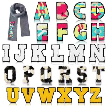 26Pcs ברזל על מכתבים בגדים שניל מכתב תיקונים נבחרת לתפור על תיקונים A-Z האלפבית תפירת אפליקציות DIY