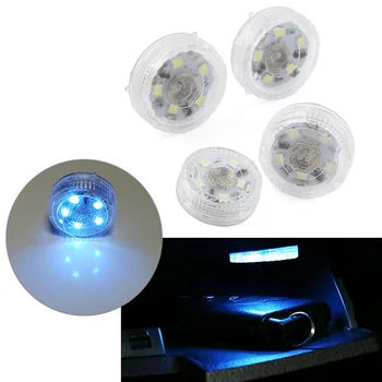 2Pcs אוניברסלי לרכב מיני LED מגע מתג אור אוטומטי אלחוטי הסביבה מנורה ניידת הלילה בקריאה אור אדום/כחול-קרח