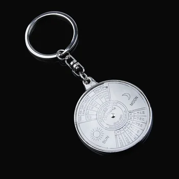 50 שנה תמידית לוח שנה מחזיק מפתחות מחזיק מפתחות כסף סגסוגת מפתח טבעת Keyfob קישוט 8OU9