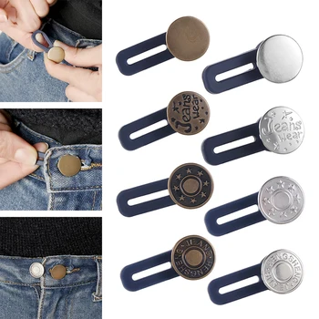 5PCS קסם מתכת כפתור ה-Extender עבור מכנסי ג ' ינס תפירה חינם מתכוונן נשלף המותניים מרחיקי כפתור בחגורה הרחבה