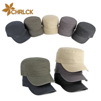 CHRLCK שטף כותנה צבאי כובעי גברים צוער צבא קאפ עיצוב ייחודי בציר שטוח המגבעת רטרו יוניסקס כובעים, כובעי בייסבול.