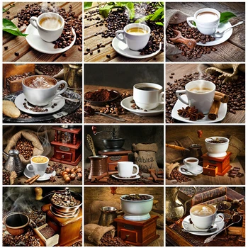 EverShine 5D יהלום הציור קפה תמונה של אבני חן יהלום רקמה מלאה כיכר כוס ערכות פסיפס נוף אמנות קיר