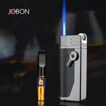 JOBON מתכת חיצונית Windproof בוטאן גז מצית כחול להבה טורבו לפיד נייד Cigar Lighter אישית של גברים מתנה