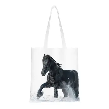 Kawaii אלגנטי פריזי סוס קניות תיק לשימוש חוזר סוס המאהב מצרכים בד כתף קונה תיק