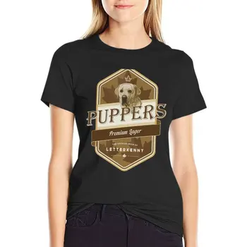 Letterkenny-Puppers-Premium-בירה-בירה, חולצה קצרה, חולצה אסתטי בגדים שרוול קצר חולצות לנשים כותנה