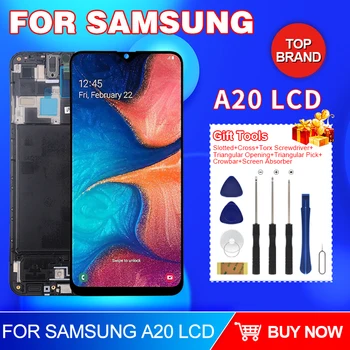 OLED 6.4 אינץ A20 תצוגה עבור Samsung Galaxy A205 LCDTouch מסך דיגיטלית A205 SM-A205F להרכבה עם מסגרת משלוח חינם