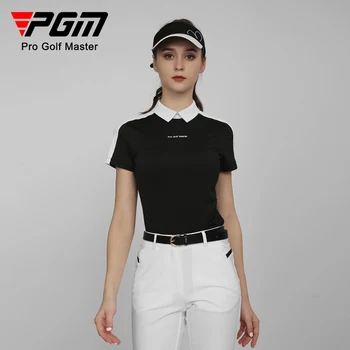 PGM גולף נשים, חולצות ספורט פנאי קיץ, שרוול קצר ליידי ביגוד יבש מהירה לנשימה YF560 הסיטוניים