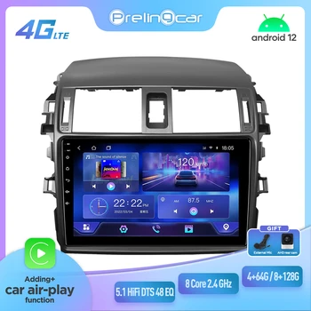 Prelingcar עבור טויוטה קורולה שנים 2006-2013 אנדרואיד 12 המכונית לפקח Carplay RDS GPS המובנה 2din רדיו נגן DVD 5.1 HIFI שעון הקיץ