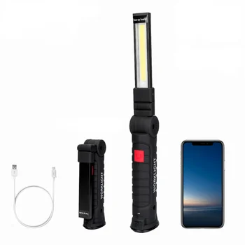 Sanyi מגנטי פנס LED נטענת USB עובד ביקורת אור 5 מצבי לפיד קלח Lanterna תלוי הוק מנורה עם כבל USB