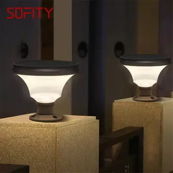 SOFITY מודרני נורדי פוסט המנורה יצירתי עמיד למים חצר חיצונית LED סולארית עמודה אור גינה מרפסת מרפסת עיצוב