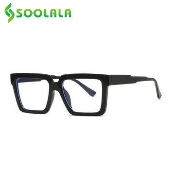 SOOLALA מרובע גדול נגד אור כחול גברים משקפי קריאה נשים 2023 המחשב מסגרת Leesbril Mannen +0.5 4.0 מגדלת Eyewear