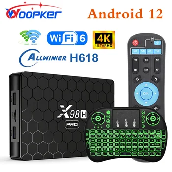 Woopker X98H Pro תיבת הטלוויזיה אנדרואיד 12 Allwinner H618 Quad-Core 4K 2.4 G/5G Wifi6 1000M LAN BT5.0 Media Player 4G/64GB HD להגדיר העליון
