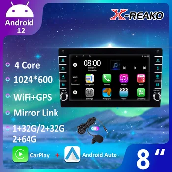 X-REAKO 2 Din 2+64G אנדרואיד 12 רדיו במכונית אלחוטית Carplay אנדרואיד רדיו תואם 2din אוניברסלי לרכב נגן מולטימדיה לא DVD