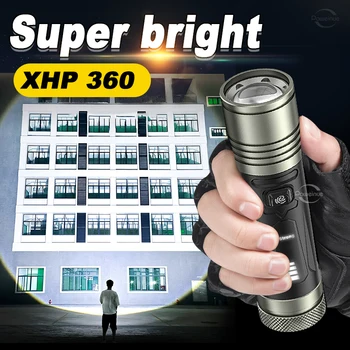 XHP360 חזק לפיד מתח גבוה Led פנסים פנס טקטי 18650 נטענות מנורה עמיד למים זורמים פנס קמפינג