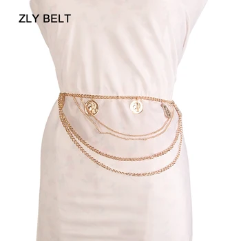 ZLY 2022 חדש אופנה חגורת נשים מתכת סגסוגת יוקרה מעצב מותג הראש מטבע קישוט מזדמן מעיל שמלה בסגנון אלגנטי