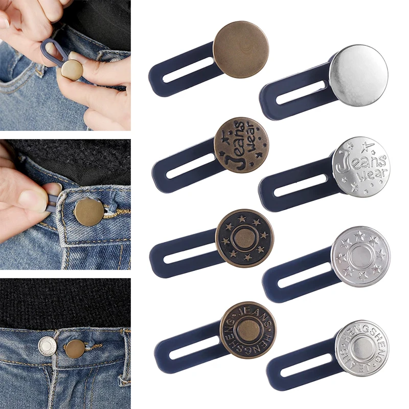 5PCS קסם מתכת כפתור ה-Extender עבור מכנסי ג ' ינס תפירה חינם מתכוונן נשלף המותניים מרחיקי כפתור בחגורה הרחבה . ' - ' . 0