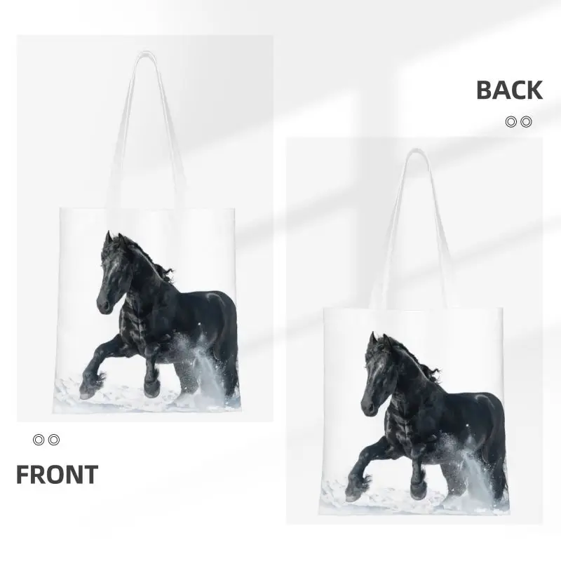 Kawaii אלגנטי פריזי סוס קניות תיק לשימוש חוזר סוס המאהב מצרכים בד כתף קונה תיק . ' - ' . 1