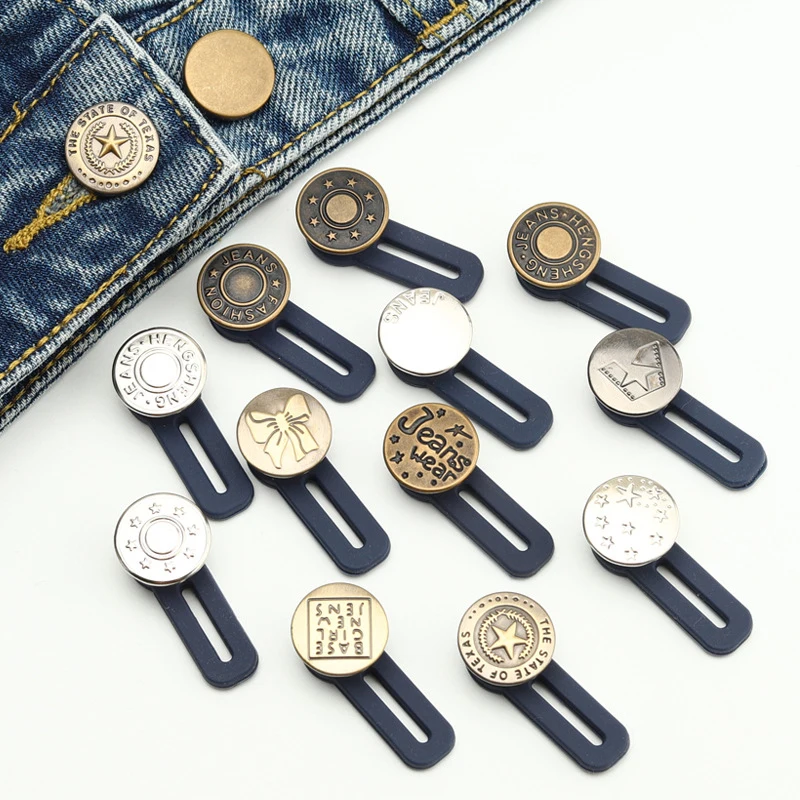 5PCS קסם מתכת כפתור ה-Extender עבור מכנסי ג ' ינס תפירה חינם מתכוונן נשלף המותניים מרחיקי כפתור בחגורה הרחבה . ' - ' . 1