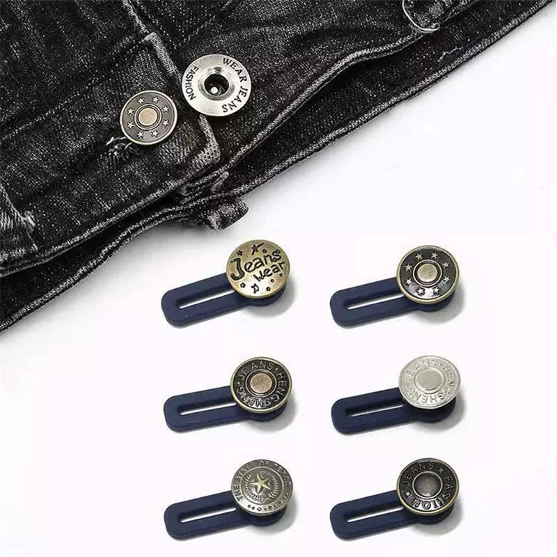 5PCS קסם מתכת כפתור ה-Extender עבור מכנסי ג ' ינס תפירה חינם מתכוונן נשלף המותניים מרחיקי כפתור בחגורה הרחבה . ' - ' . 2