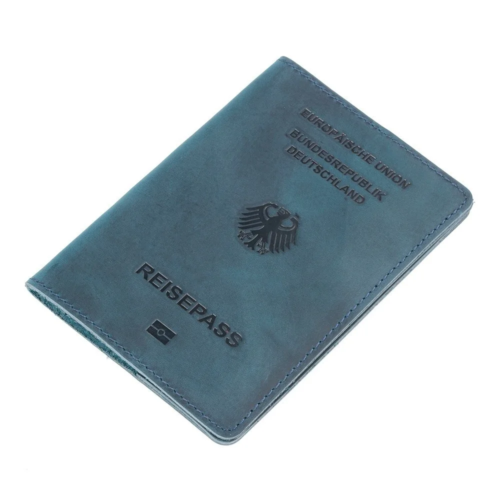 עור אמיתי גרמניה דרכון הכיסוי מיועד גרמנית סוס משוגע עור בעל כרטיס דרכון תיק פאוץ הסיטוניים . ' - ' . 4