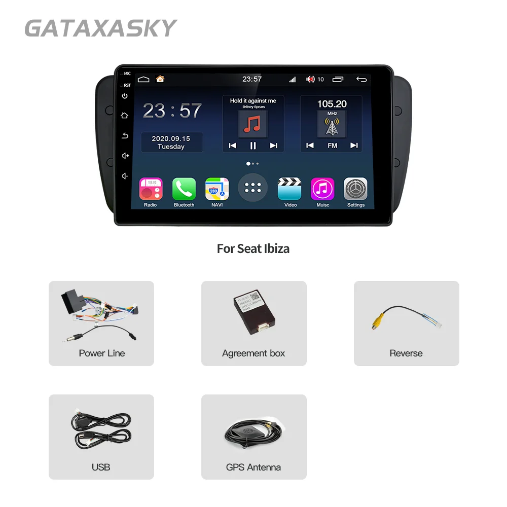 GATAXASKY אנדרואיד הרדיו ברכב על מושב איביזה 6ג ' י 2009 2010 2012 2013 MK4 FR ניווט GPS מסך שמע מולטימדיה WIFI שחקן . ' - ' . 5