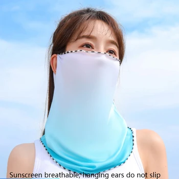 בקיץ קרח משי קרם הגנה מסכת נשים תלוי האוזן מסכת צעיף בנות חיצונית, רכיבה על הגנת UV לנשימה, צוואר השומר הרעלה נקבה