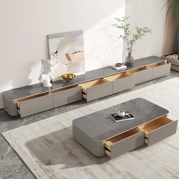 הסלון סבירים יוקרה בסגנון אבן צלחת קפה שולחן טלוויזיה ארון שילוב הביתה מודרני פשוט הביתה צבע אפור