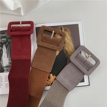 חגורות זמש עבור נשים חגורה אלסטית קלות הגברת Cummerband קוריאני סגנון אבזם אלסטי חגורה רחבה כל-התאמת בגדים עיצוב 2021