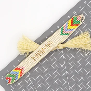 חרוזים צמיד הקשת אותיות דפוס חצים אופנה מינימליסטי תכליתי ארוגים ביד בוהמי מתכוונן אורז צמיד חרוז