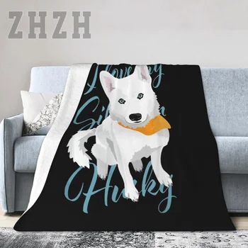כלב האסקי סיבירי לבן שמיכת פלנל תכליתי חיצוני קמפינג ספה כיסוי יחיד להתחמם