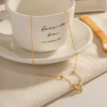 מזדמן קלאסי פרפר ריינסטון שרשרת עבור נשים מעודנות אלגנטי צבע זהב עצם הבריח שרשרת אופנתית תכשיטים מתנה
