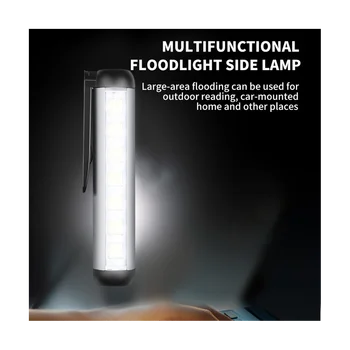 מיני פנס LED XPE + קוב המנורה חרוזים לפיד עם אטב מגנט עובד אור עמיד למים נטענת USB פנס