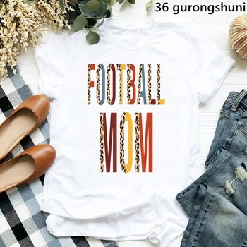 נמר כדורגל אמא גרפי הדפסה חולצת טי נשים בגדים 2023 סופטבול אמא חולצה נשית קיץ, שרוול קצר הנשי החולצה