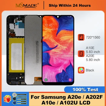 עבור Samsung Galaxy A20E להציג A202 A202F SM-A202F תצוגת LCD מסך מגע דיגיטלית החלפה על גלקסי A10E A102 תצוגה