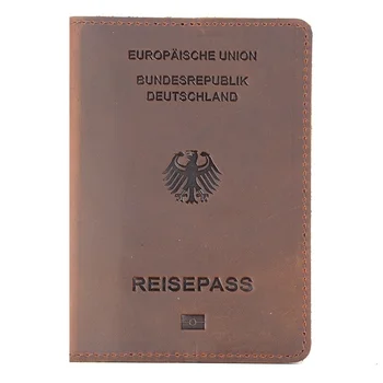 עור אמיתי גרמניה דרכון הכיסוי מיועד גרמנית סוס משוגע עור בעל כרטיס דרכון תיק פאוץ הסיטוניים