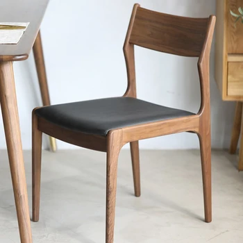 צפון אמריקה אגוז שחור כסאות אוכל נורדי כיסאות חדר האוכל המודרני רך כרית כסא עם משענת כיסא המחשב