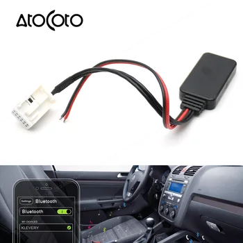 רכב Bluetooth Aux מקלט כבל מתאם עבור פולקסווגן MFD3 RCD RNS 210 310 315 510 רדיו סטריאו כניסת שמע מחבר 12Pin