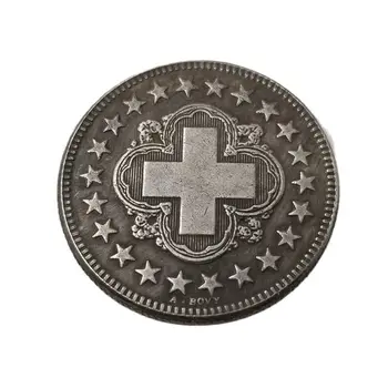 שוויץ 1860 שנה מצופה כסף מטבעות עיצוב הבית מטבע מזל קסם אספנות מטבעות מתנות חג המולד#192