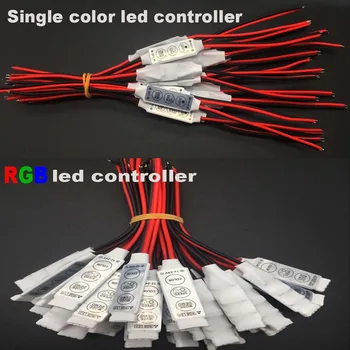 12V מיני 3 מפתחות יחיד צבע RGB LED בקר בהירות דימר led 3528 5050 רצועת אור חינם שיפ חם סיטוני 1PCS